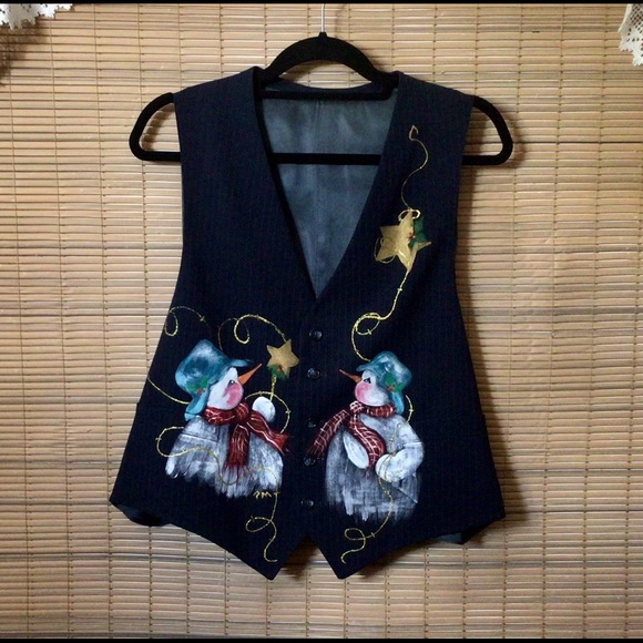 🎄Hand painted holiday vest, NWOT,  much dressier than most holiday wear - Picture 5 of 15
